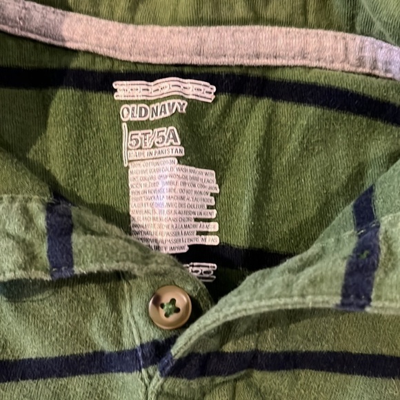 4/$20 boys, Old Navy Collared Long Sleeve Shirt​​​, green blue stripes - Picture 2 of 3